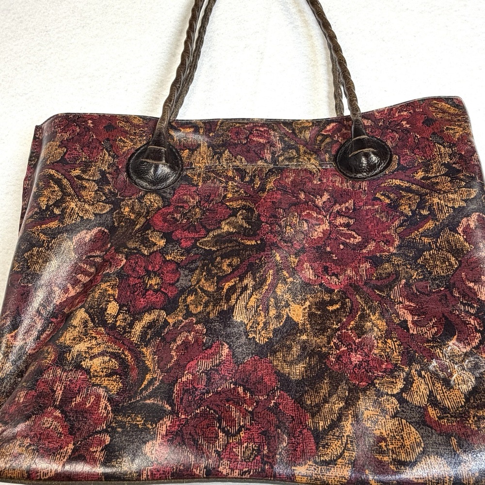 Patricia Nash Floral‎ Print Leather Tote Shoulder Bag Multicolor Fall Tapestry